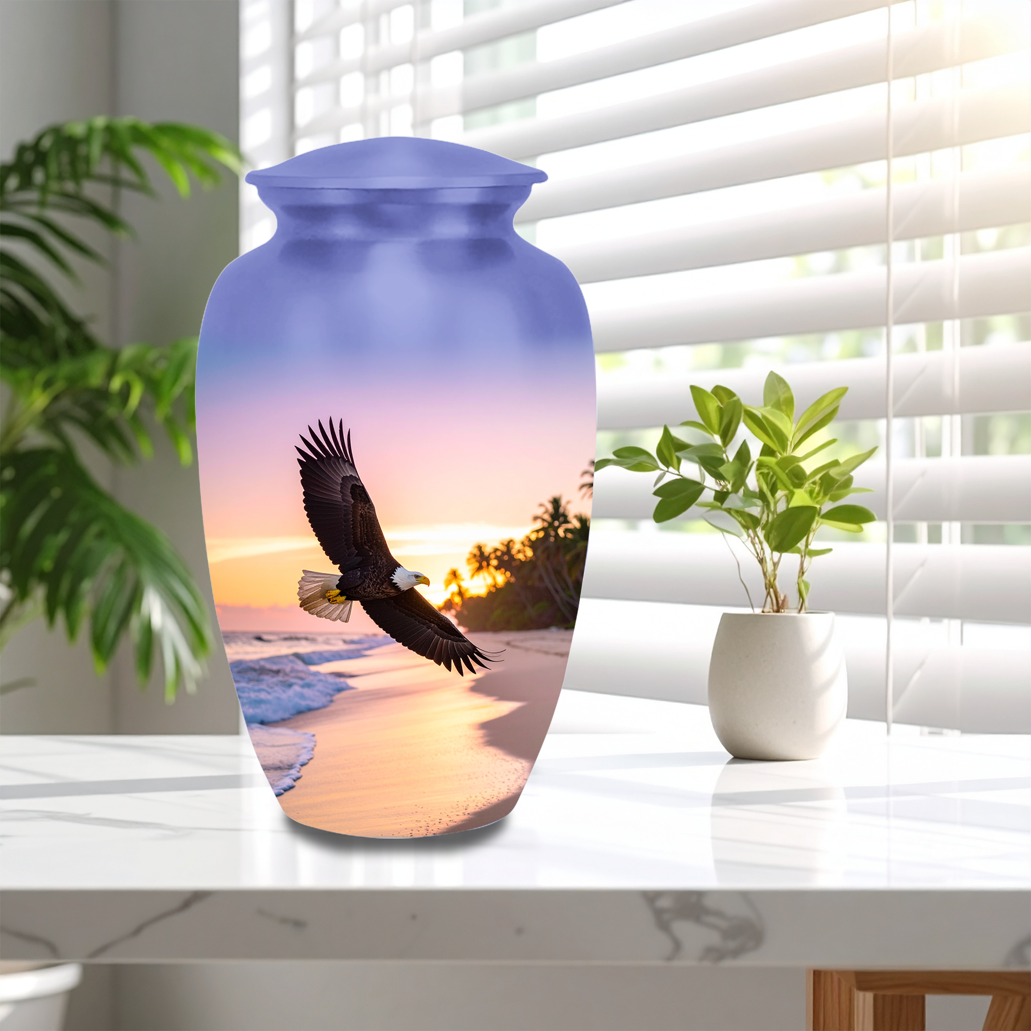 Handmade aluminum eagle funeral urn