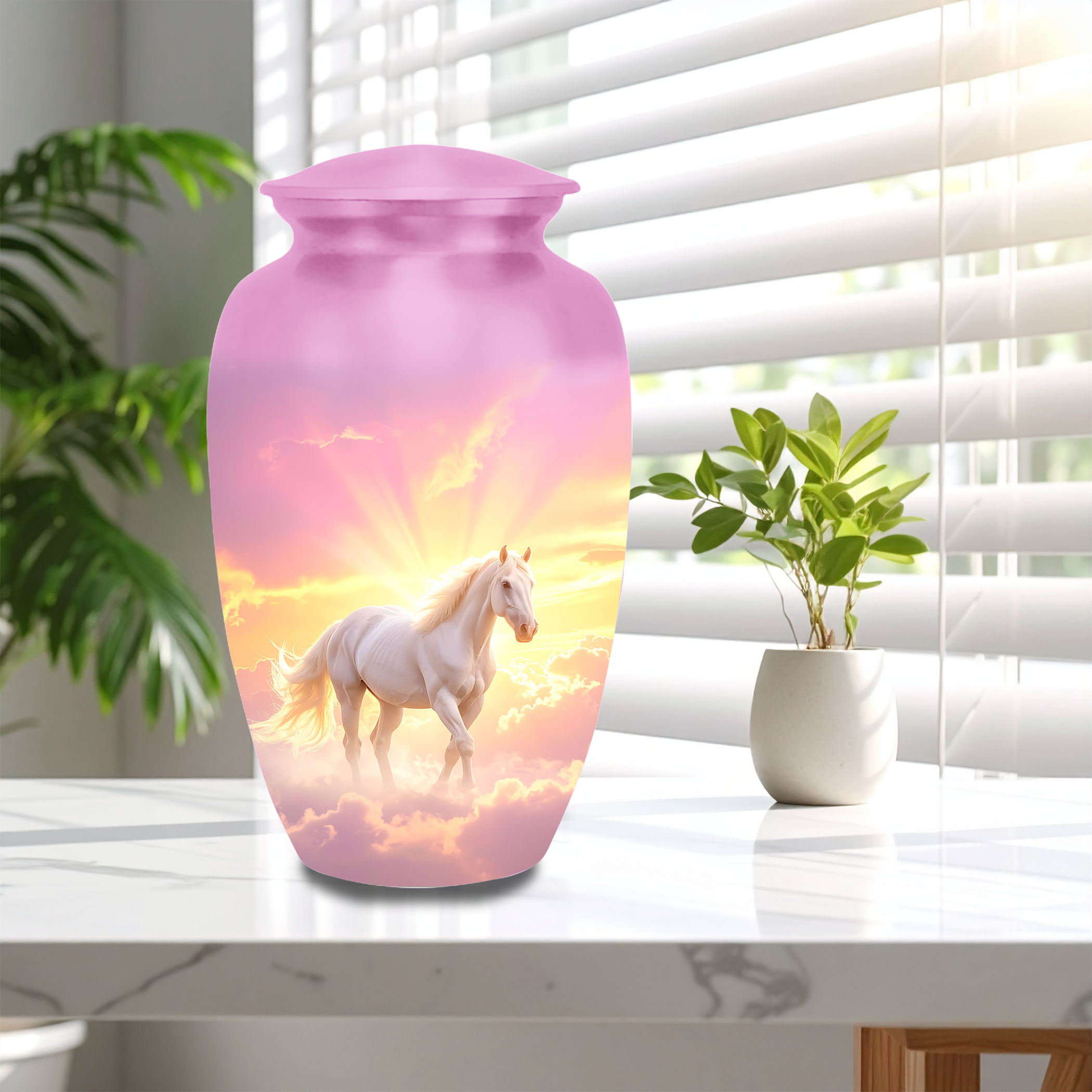 Unicorn Cremation Urn for Human Ashes Adult – Handmade Aluminum Funeral Urn, Large 10 Inch 200 Cubic Inches Rainbow Memorial Burial Urn for Ashes