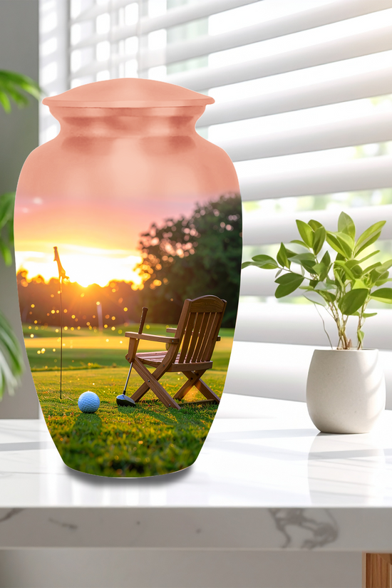 Golf Course Sunset Cremation Urn for Human Ashes - Adult & Keepsake Memorial Urns