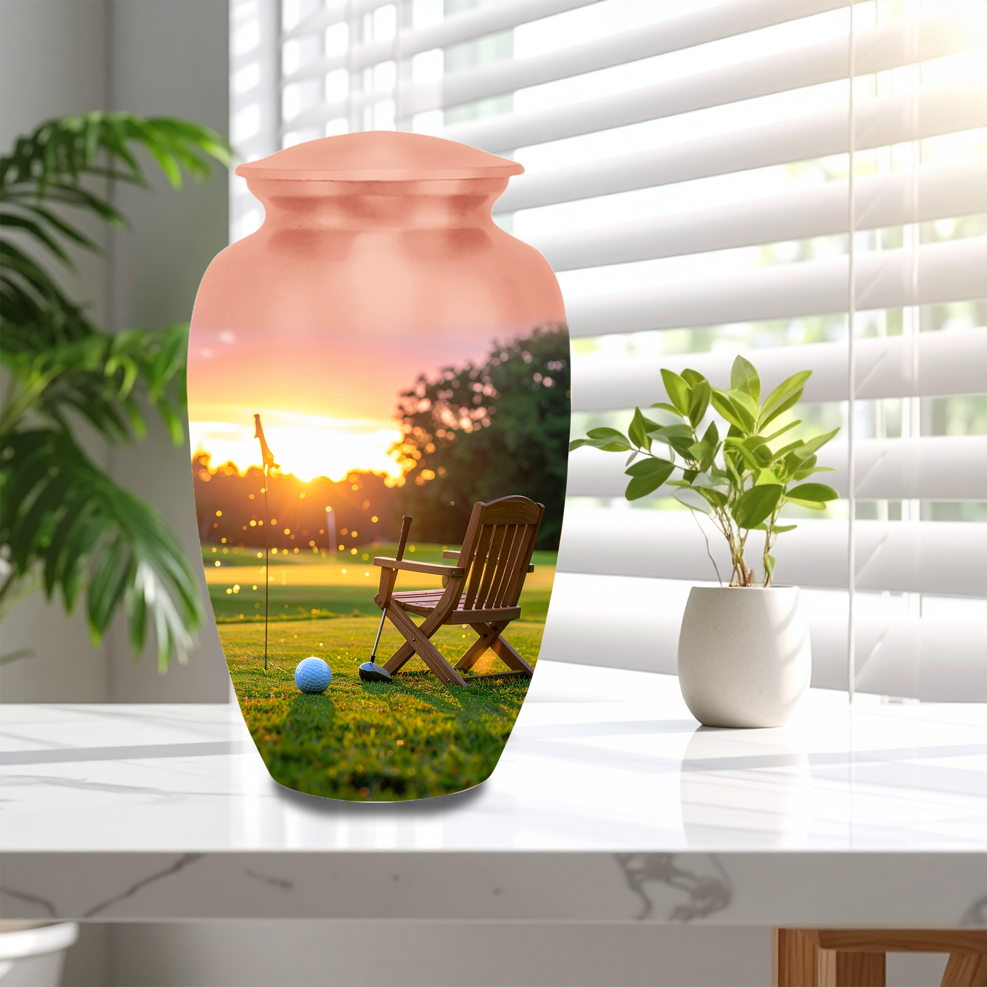 Golf Course Sunset Cremation Urn for Human Ashes - Adult & Keepsake Memorial Urns
