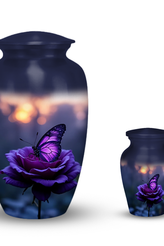 Purple Butterfly Cremation Urn for Human Ashes - Urns for Women, Mom, or Loved Ones