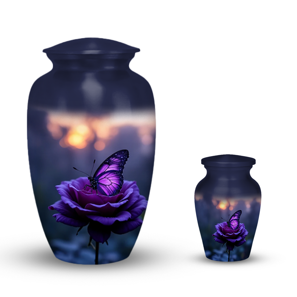Purple Butterfly Cremation Urn for Human Ashes - Urns for Women, Mom, or Loved Ones