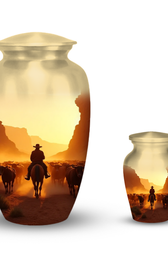 Cowboy Cremation Urn for Human Ashes – Western Memorial Urns for Men, Dad, or Loved Ones