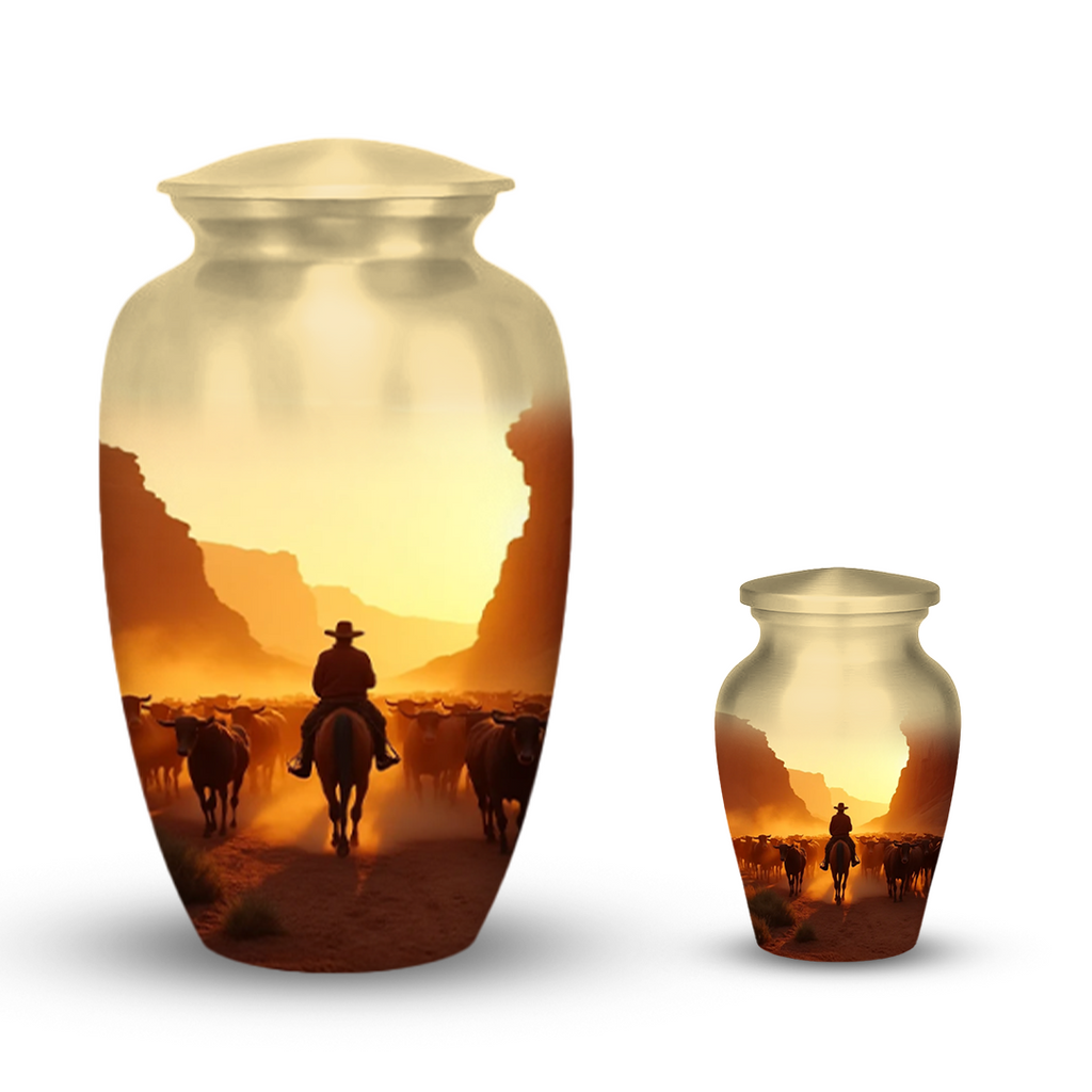 Cowboy Cremation Urn for Human Ashes – Western Memorial Urns for Men, Dad, or Loved Ones