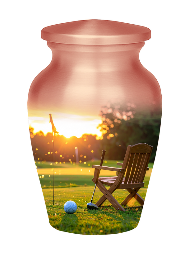 Golf Course Sunset Cremation Urn for Human Ashes - Adult & Keepsake Memorial Urns