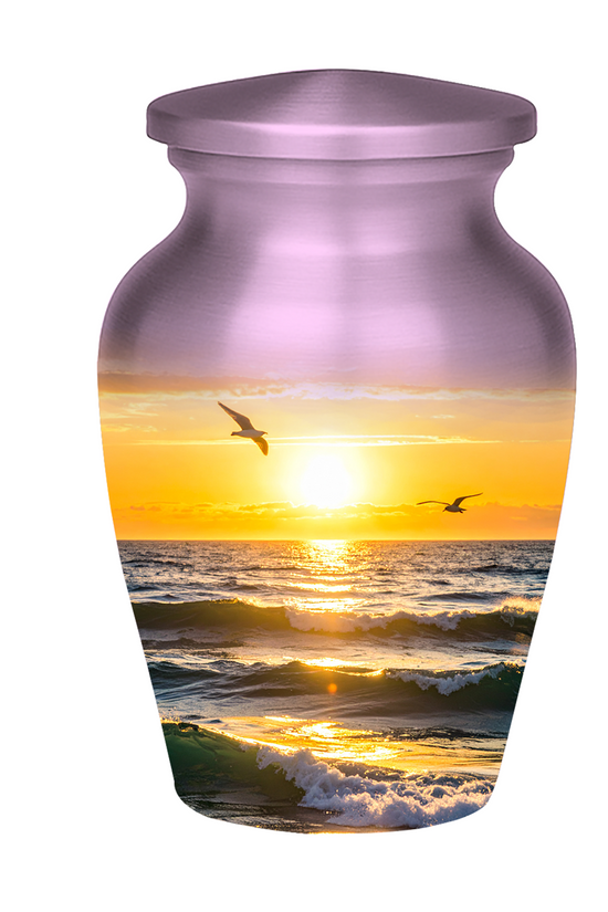 Sunset Ocean Cremation Urns for Human Ashes | Adult & Keepsake Sizes | Premium Aluminum Memorial Urns | Beautiful Funeral Urns