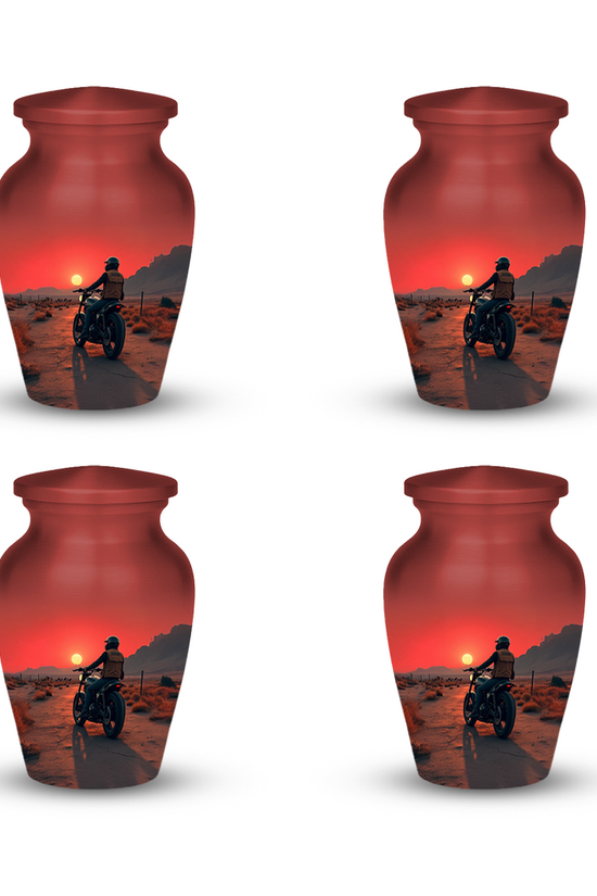 Motorcycle Cremation Urn for Human Ashes – Biker Memorial Urn with Velvet Bag
