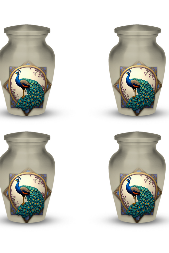 Peacock Cremation Urn for Human Ashes – Elegant Memorial Urn with Velvet Bag