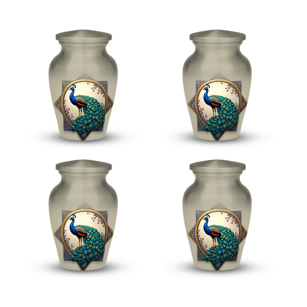 Peacock Cremation Urn for Human Ashes – Elegant Memorial Urn with Velvet Bag
