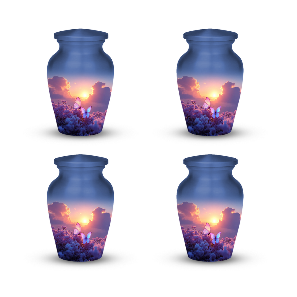 Sunset Butterfly Cremation Urn for Human Ashes – Memorial Urn with Velvet Bag