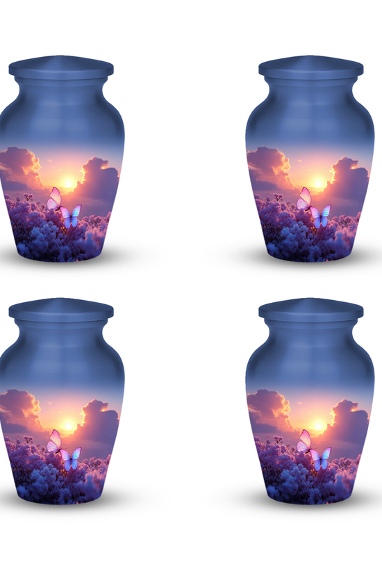 Sunset Butterfly Cremation Urn for Human Ashes – Memorial Urn with Velvet Bag