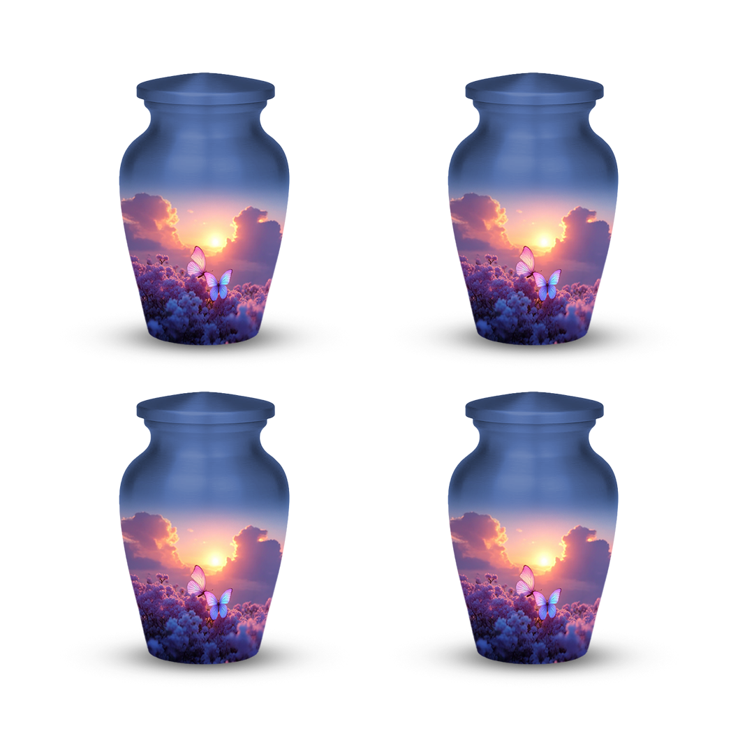 Sunset Butterfly Cremation Urn for Human Ashes – Memorial Urn with Velvet Bag