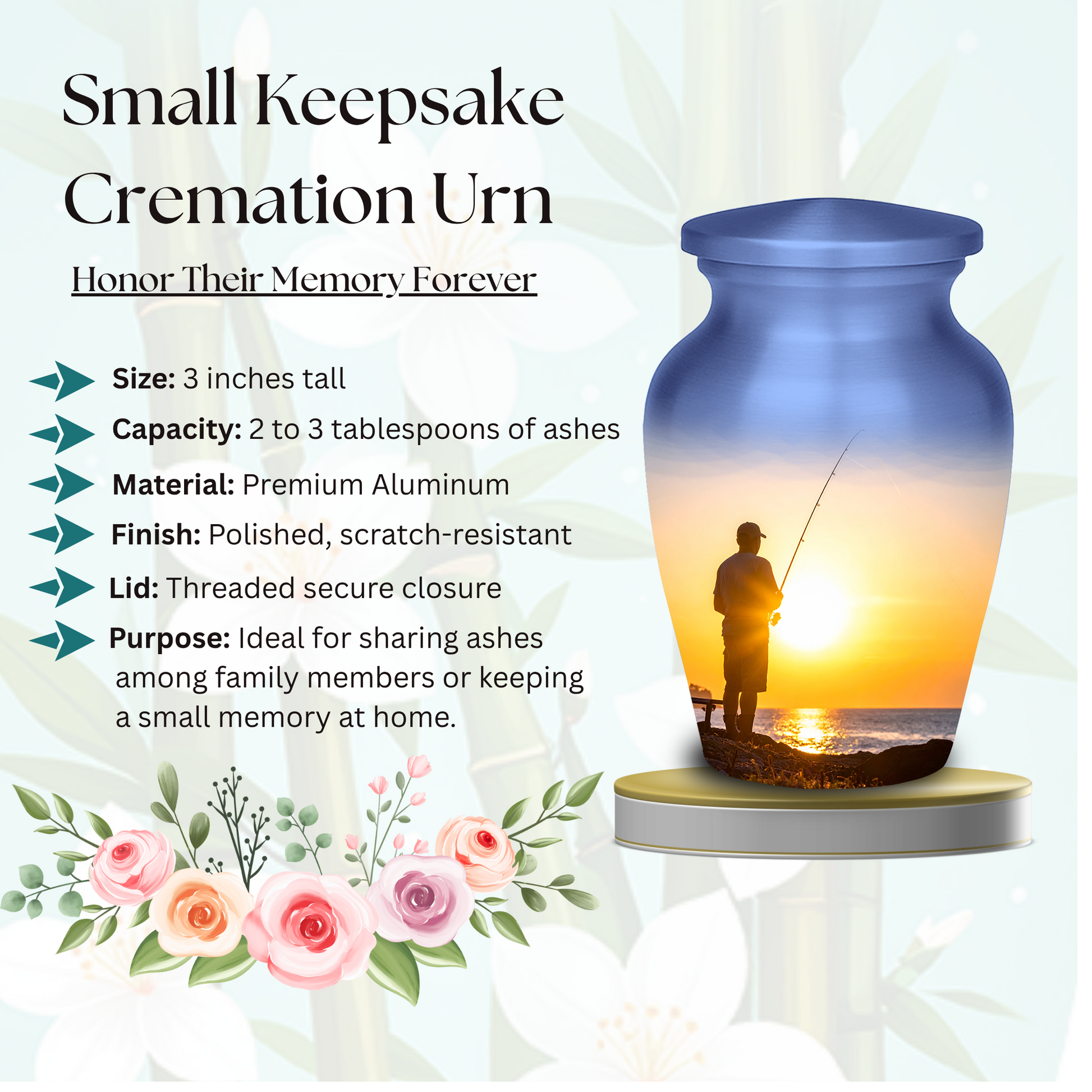 Fishing memorial urns lakeside fisherman cremation urns for human ashes outdoor memorial fishing themed burial urns
