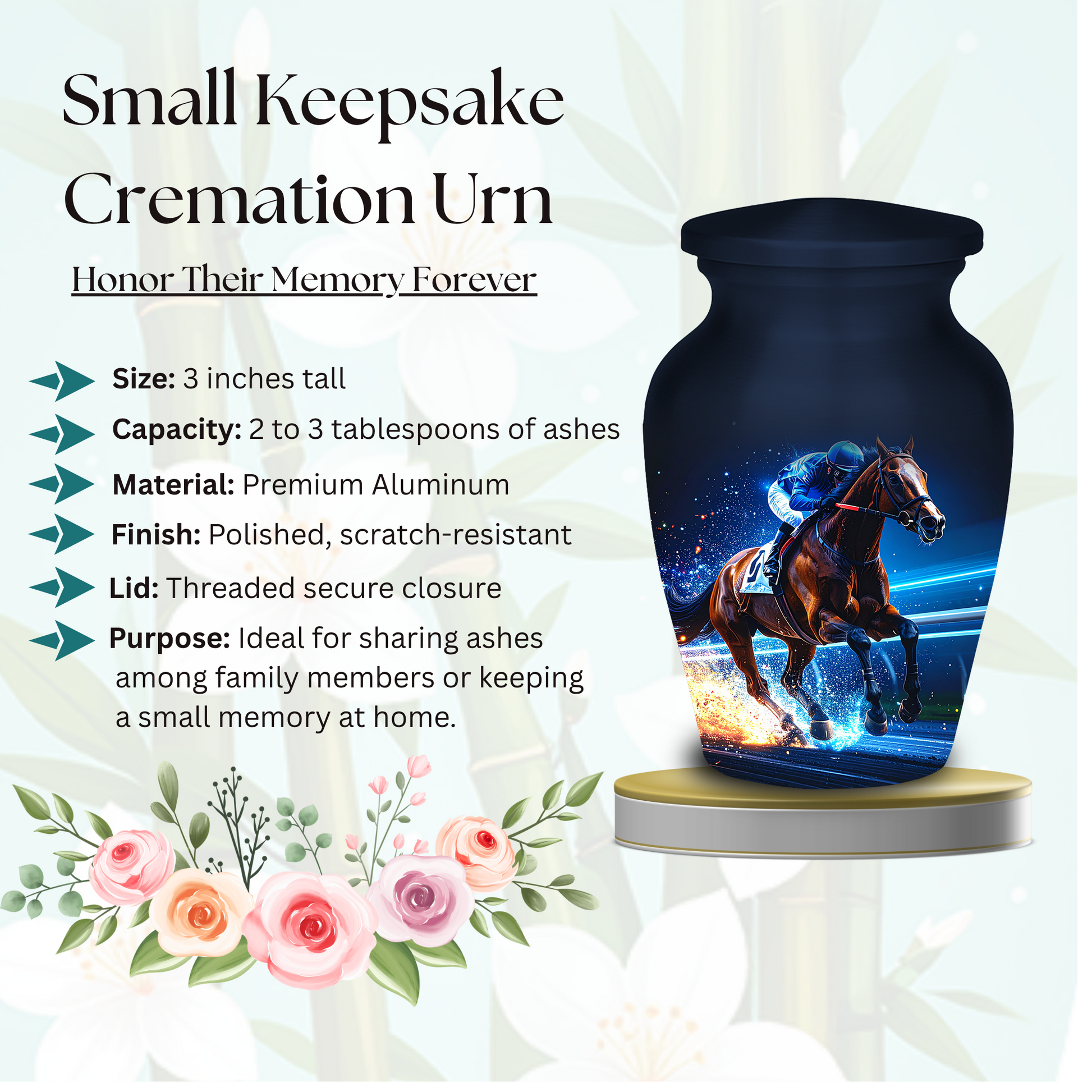 Horse racing urns for dad memorial gift equestrian cremation urns for adults racetrack themed funeral packaging
