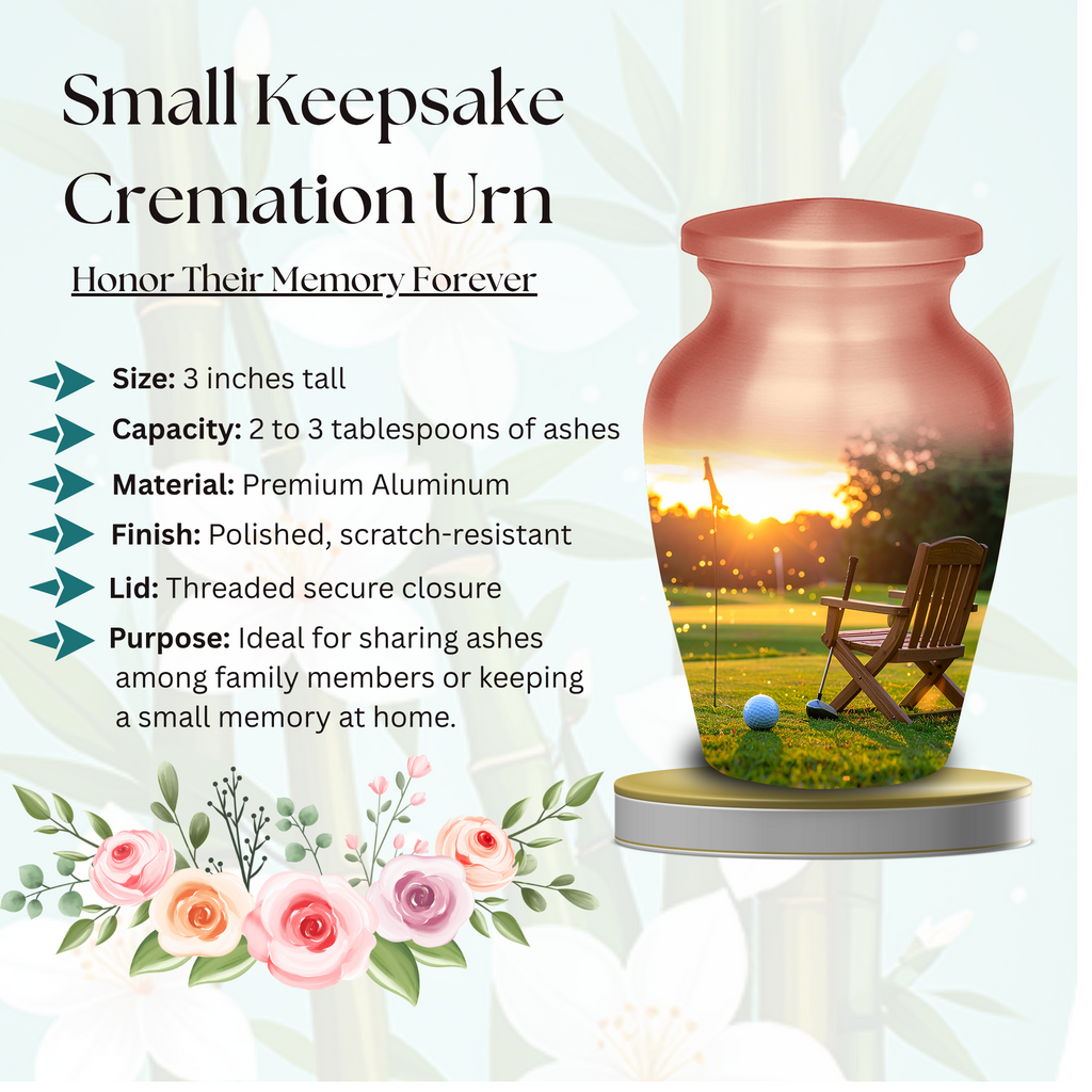 Golf Course Sunset Cremation Urn for Human Ashes - Adult & Keepsake Memorial Urns