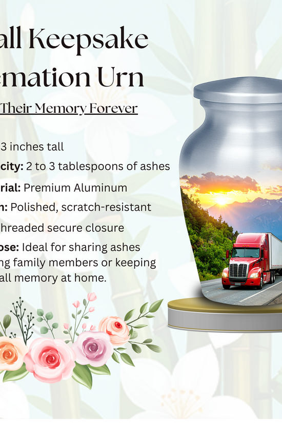 Small truck keepsake urn for ashes — lightweight and durable