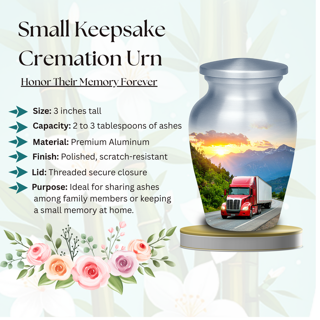Small truck keepsake urn for ashes — lightweight and durable