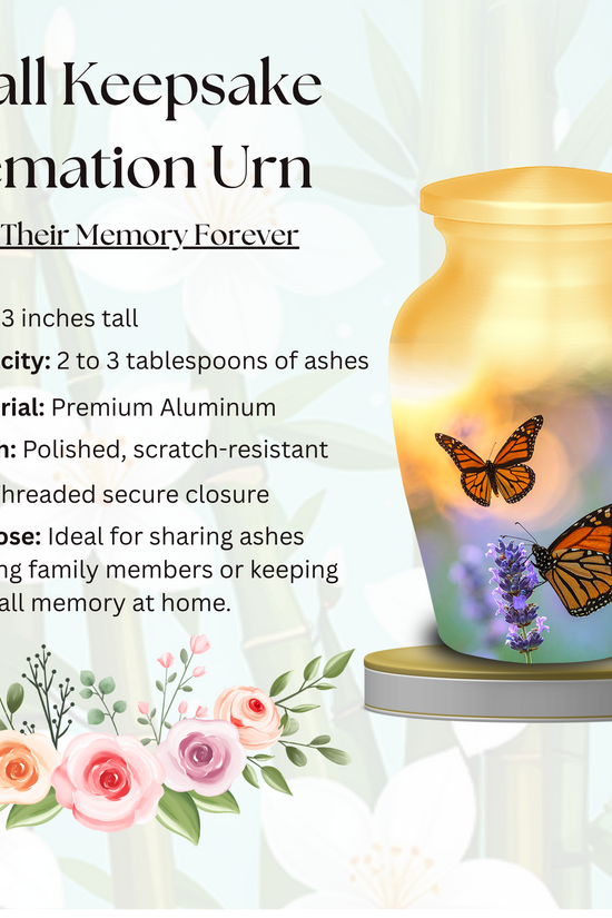 aluminum cremation urns for human ashes durable lightweight beautiful urns butterfly decorative design
