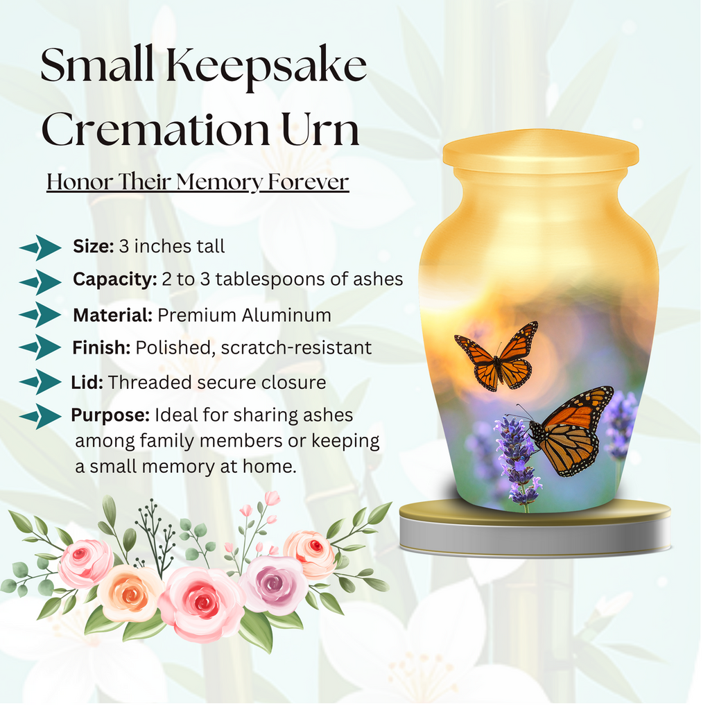 aluminum cremation urns for human ashes durable lightweight beautiful urns butterfly decorative design
