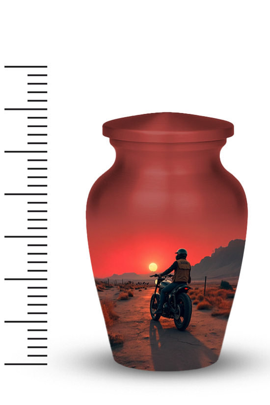 Motorcycle Cremation Urn for Human Ashes – Biker Memorial Urn with Velvet Bag