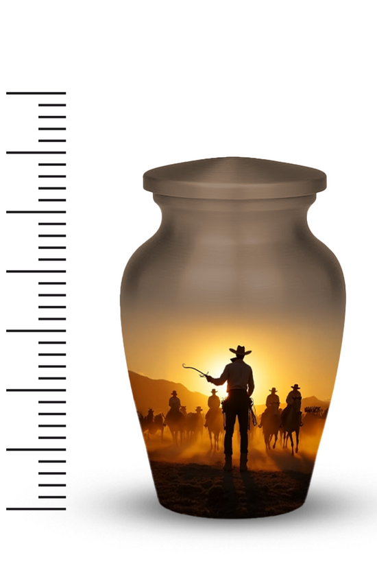 Cowboy Cremation Urn for Human Ashes – Western Memorial Urn with Velvet Bag – Urns for Men, Dad, or Loved Ones