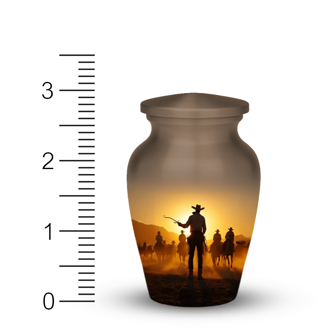 Cowboy Cremation Urn for Human Ashes – Western Memorial Urn with Velvet Bag – Urns for Men, Dad, or Loved Ones