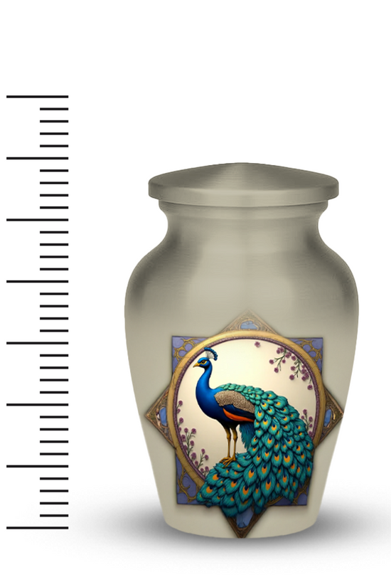 Peacock Cremation Urn for Human Ashes – Elegant Memorial Urn with Velvet Bag