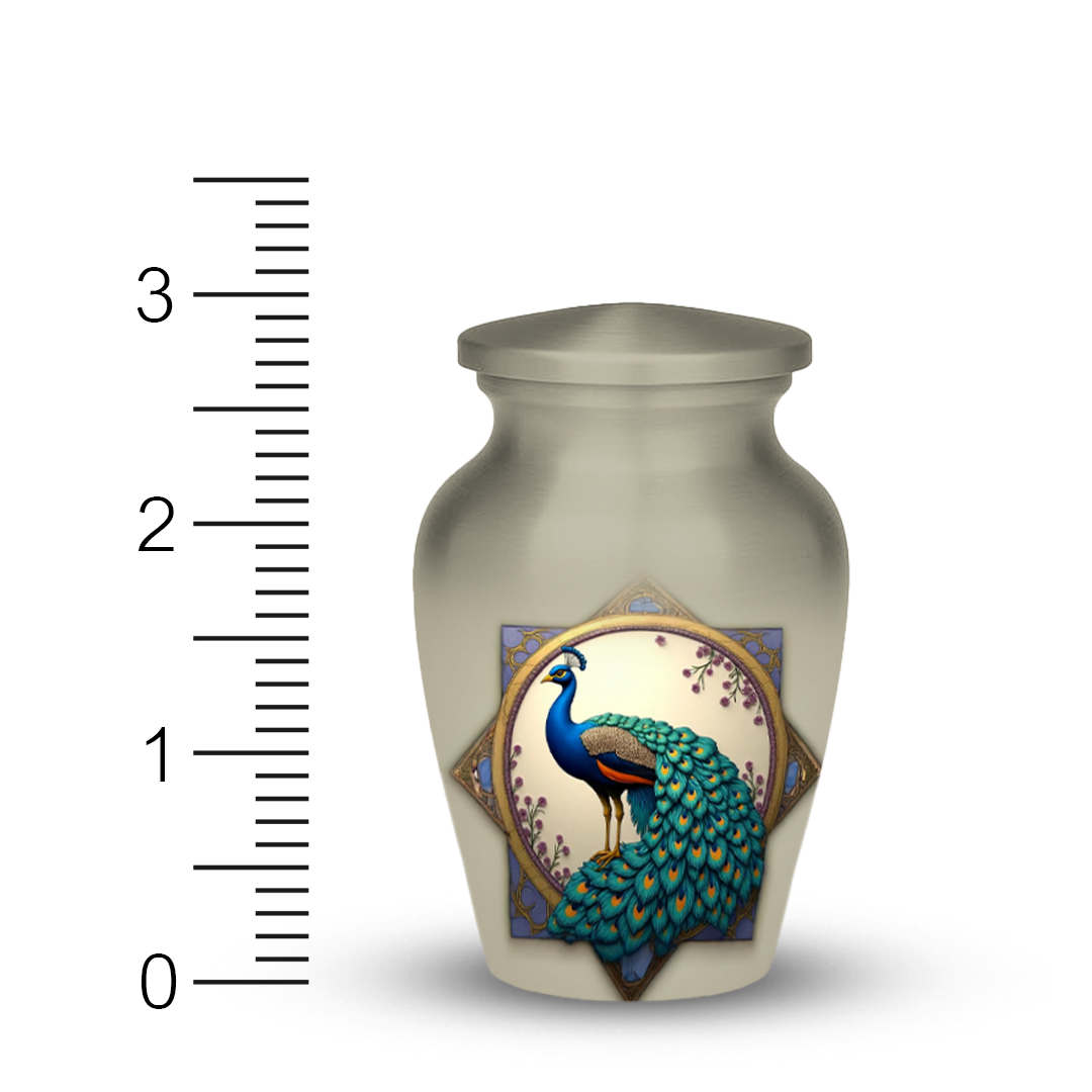 Peacock Cremation Urn for Human Ashes – Elegant Memorial Urn with Velvet Bag