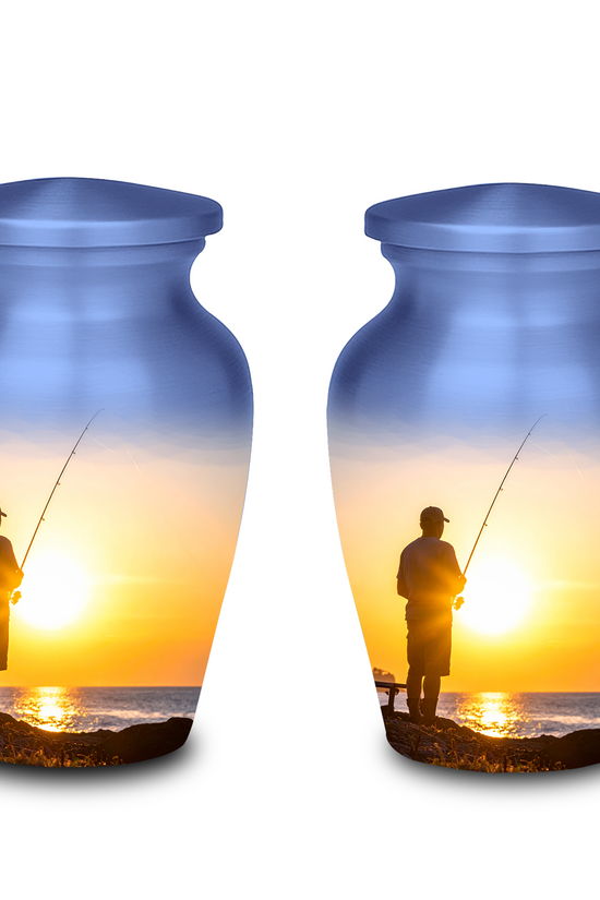 Fishing cremation urns set adult fishing urns keepsake urns for fisherman memorial bass fishing urns collection
