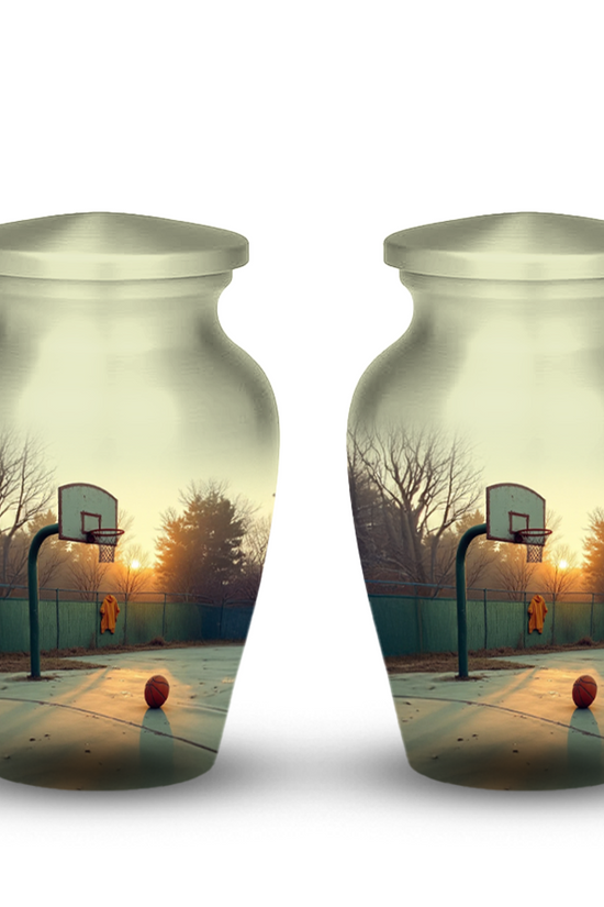 Basketball Cremation Urn for Human Ashes – Sports Memorial Urn with Velvet Bag