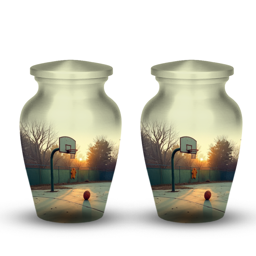 Basketball Cremation Urn for Human Ashes – Sports Memorial Urn with Velvet Bag