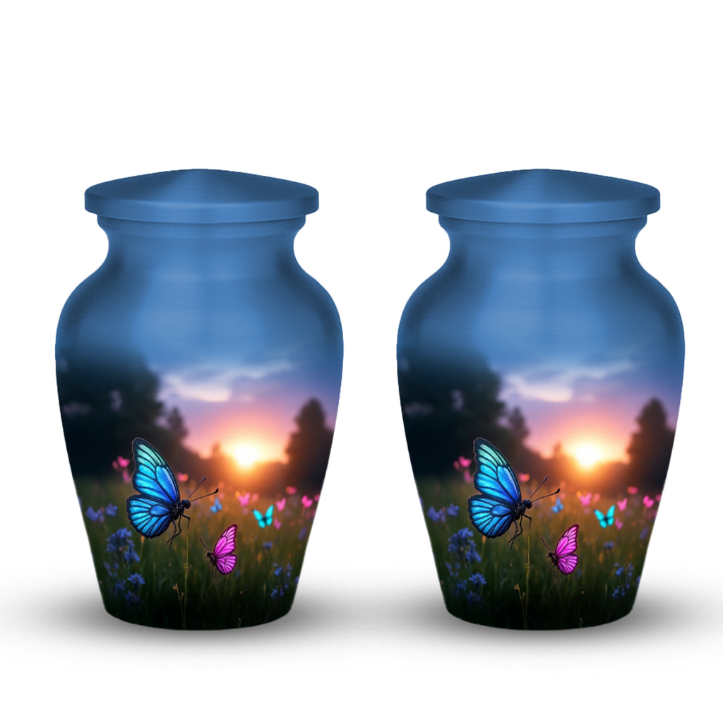 Blue Butterfly Cremation Urn for Human Ashes – Memorial Urns for Women, Mom,