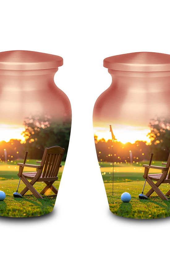 Golf Course Sunset Cremation Urn for Human Ashes - Adult & Keepsake Memorial Urns