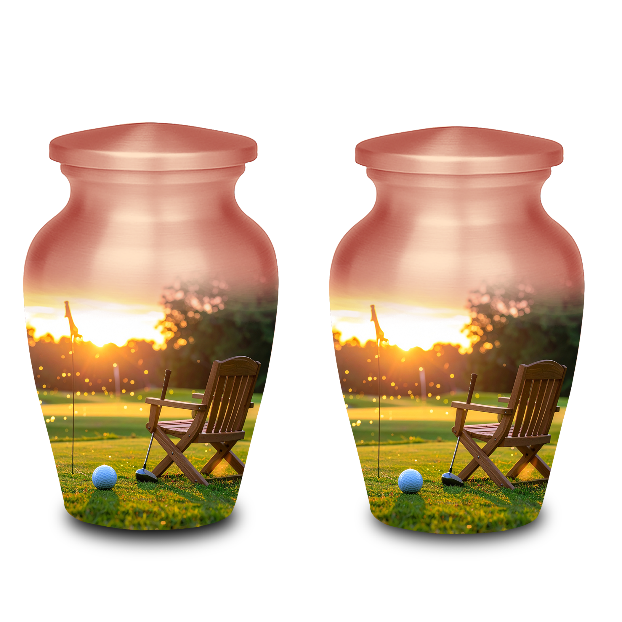 Golf Course Sunset Cremation Urn for Human Ashes - Adult & Keepsake Memorial Urns