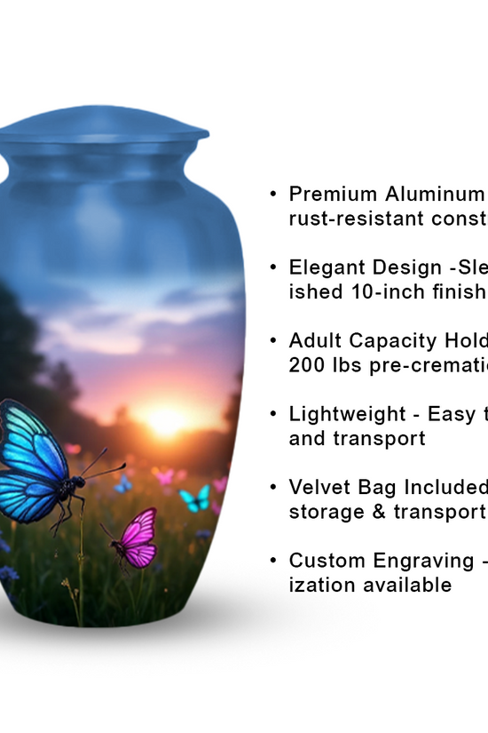 Blue Butterfly Cremation Urn for Human Ashes – Memorial Urns for Women, Mom,