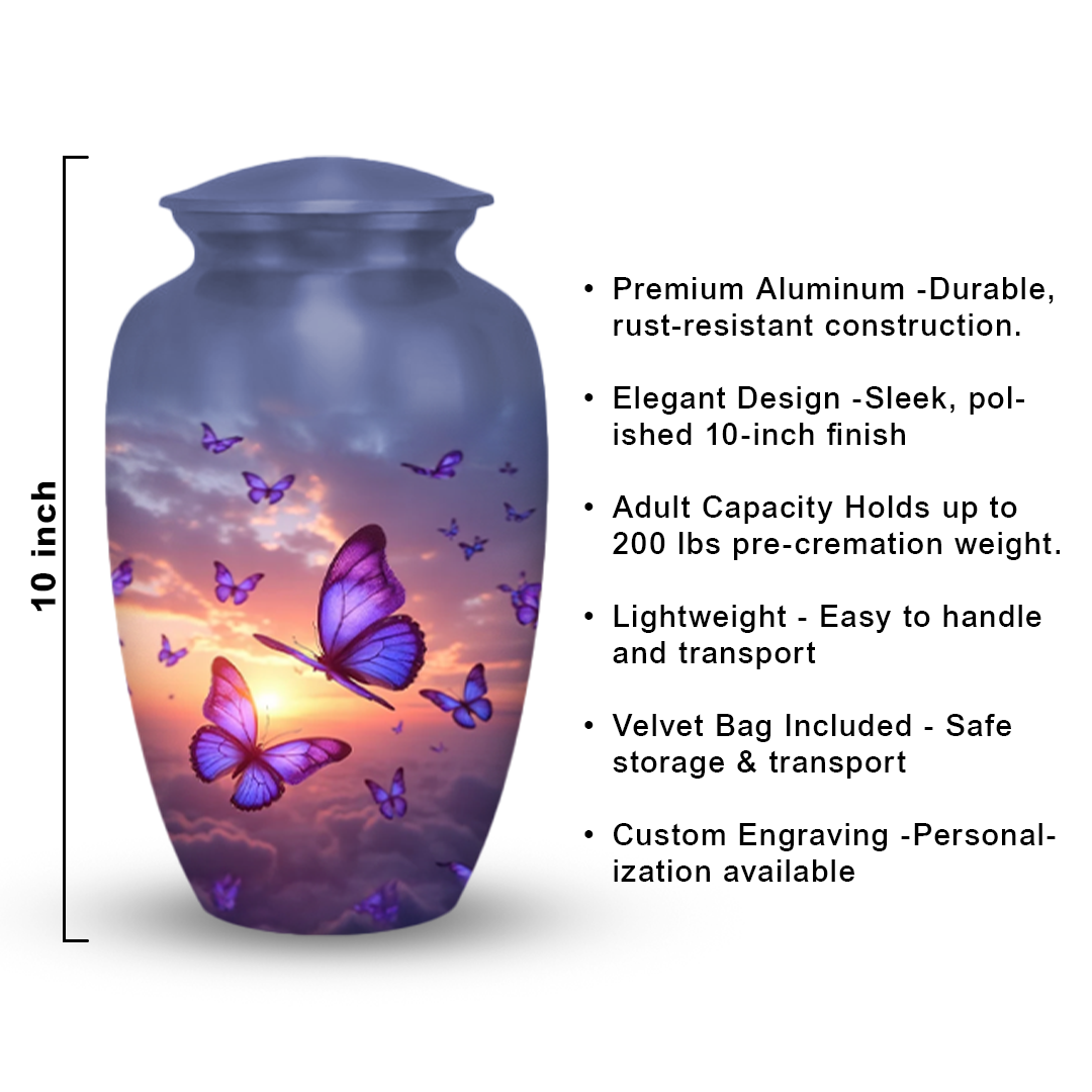 Sunset Butterfly Cremation Urn for Human Ashes – Urns for Women, Mom, or Loved Ones