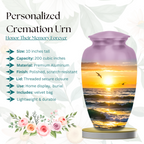 Golden sunset ocean seagulls cremation urn – additional view