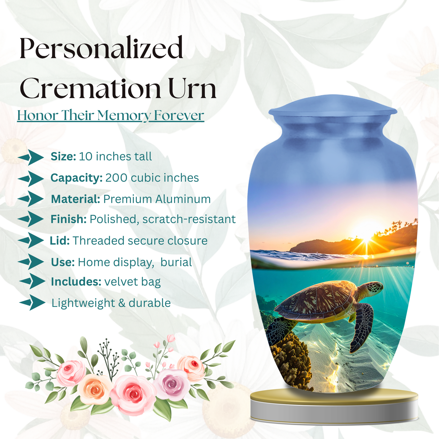 Sea Turtle Urn for Human Ashes 