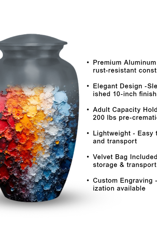 Abstract Design Cremation Urn for Human Ashes – Modern Memorial Urn with Velvet Bag