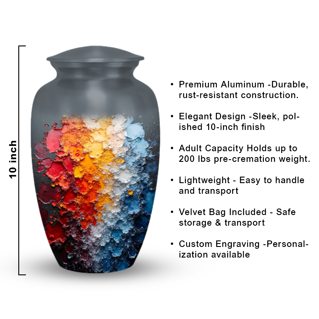 Abstract Design Cremation Urn for Human Ashes – Modern Memorial Urn with Velvet Bag