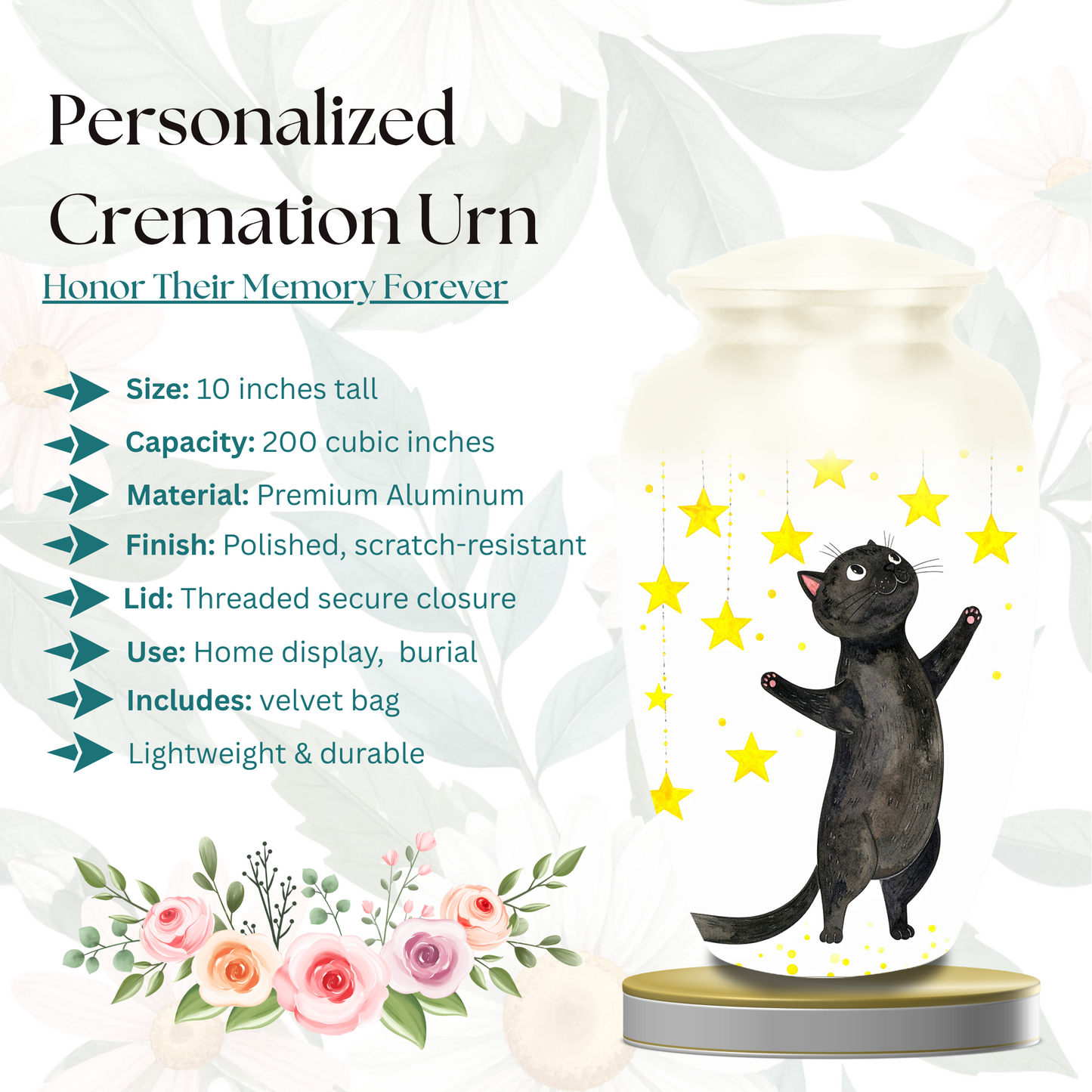 Black Cat Memorial Urn  
