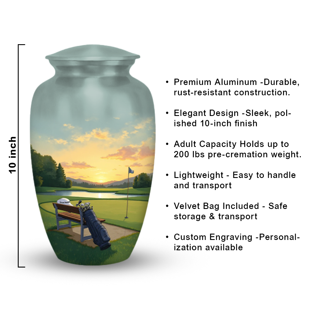 Cremation Urn for Human Ashes – Memorial Urns for Men, Dad, or Golf Lovers