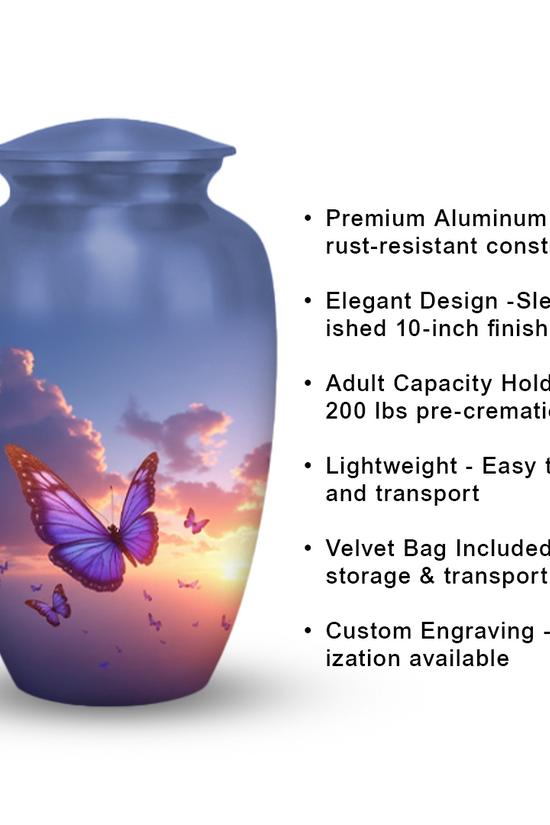 Sunset Butterfly Cremation Urn for Human Ashes – Memorial Urns for Women, Mom, or Loved Ones