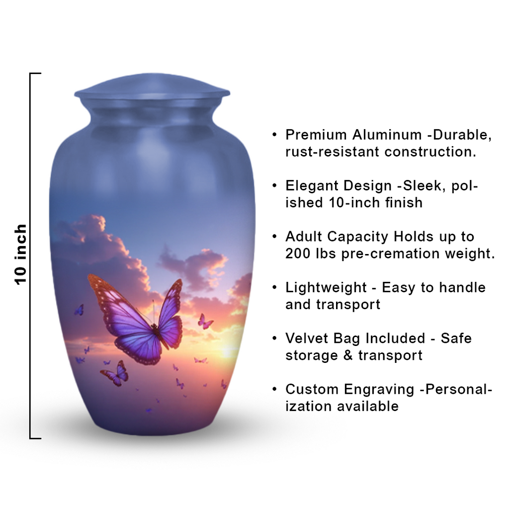 Sunset Butterfly Cremation Urn for Human Ashes – Memorial Urns for Women, Mom, or Loved Ones