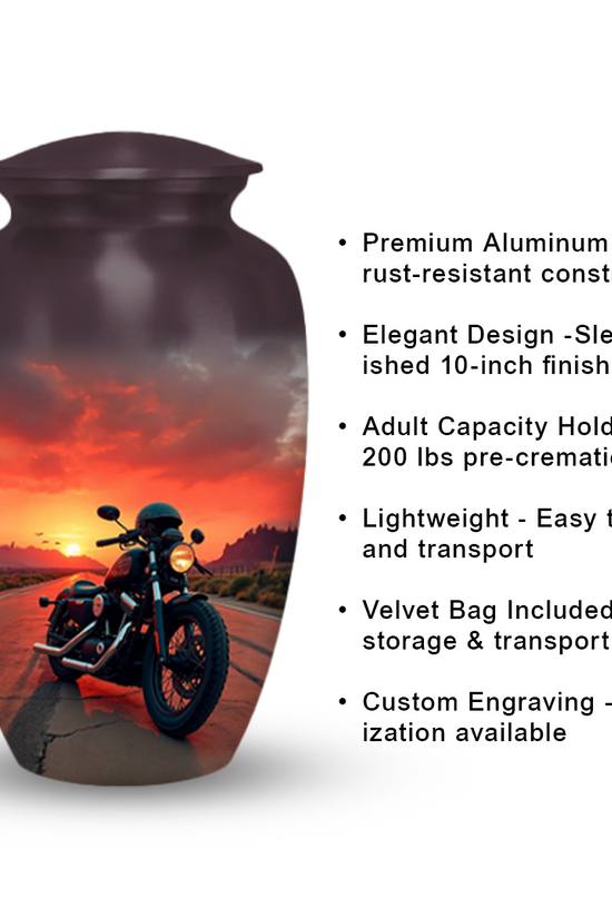 Motorcycle Cremation Urn for Human Ashes – Biker Memorial Urns for Men, Dad, or Loved Ones