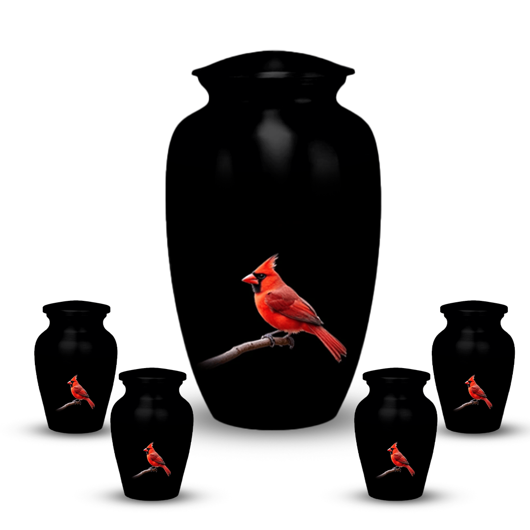 Red Cardinal Cremation Urn for Human Ashes – Memorial Bird Urns for Women, Mom, or Nature Lovers