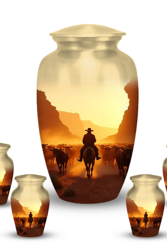 Cowboy Cremation Urn for Human Ashes – Western Memorial Urns for Men, Dad, or Loved Ones