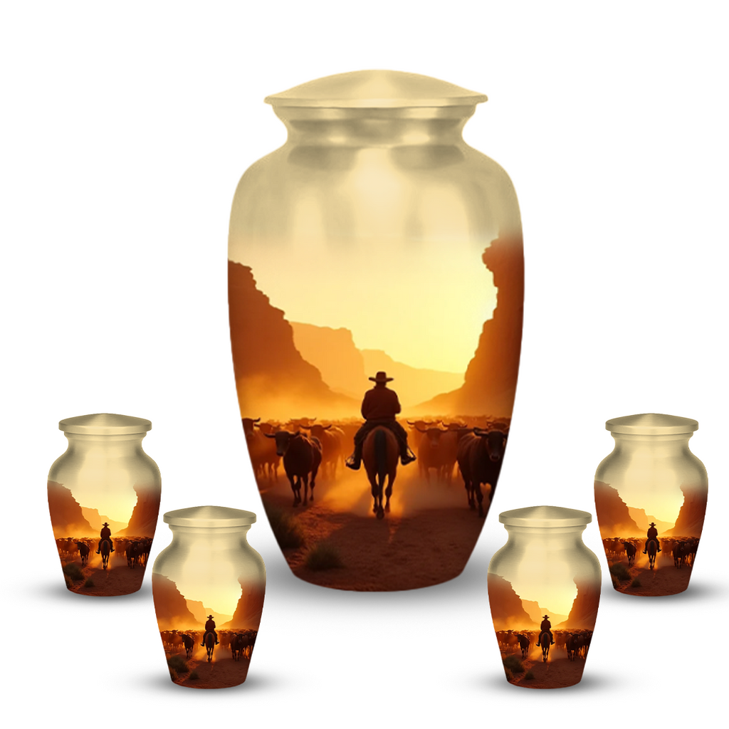 Cowboy Cremation Urn for Human Ashes – Western Memorial Urns for Men, Dad, or Loved Ones