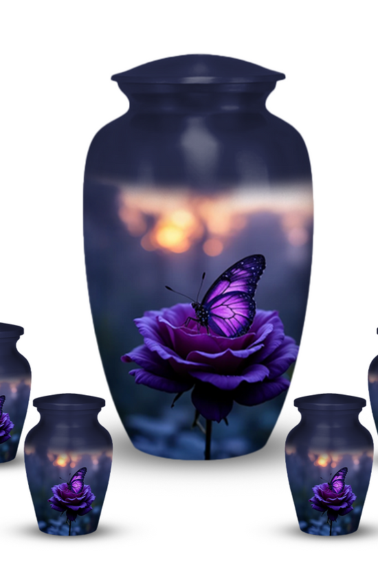 Purple Butterfly Cremation Urn for Human Ashes - Urns for Women, Mom, or Loved Ones