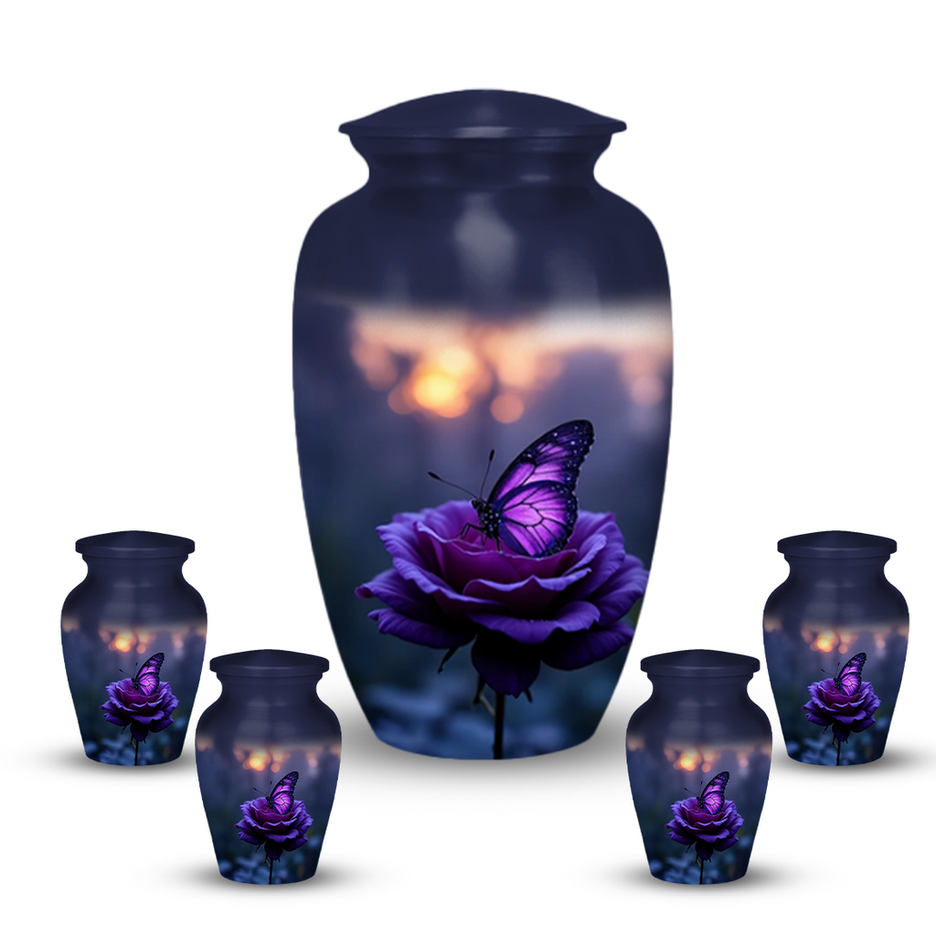Purple Butterfly Cremation Urn for Human Ashes - Urns for Women, Mom, or Loved Ones